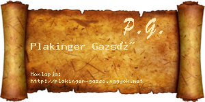 Plakinger Gazsó névjegykártya